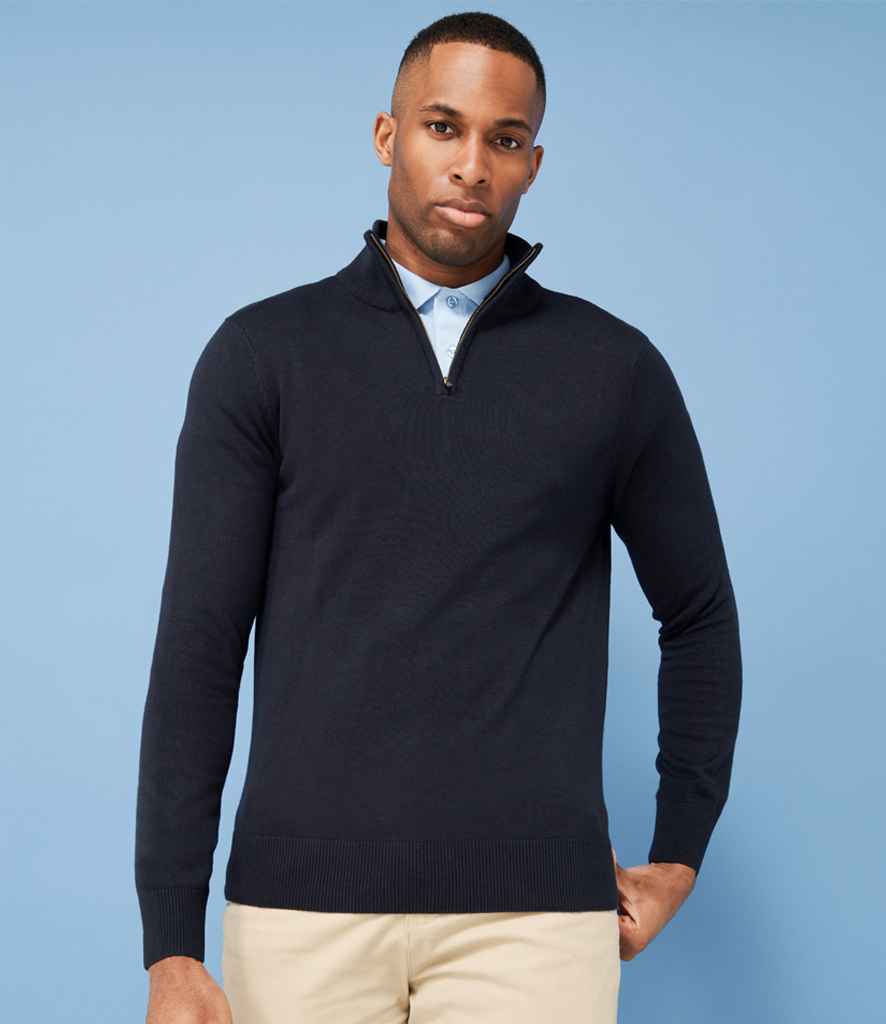 H729 Henbury Zip Neck Sweater