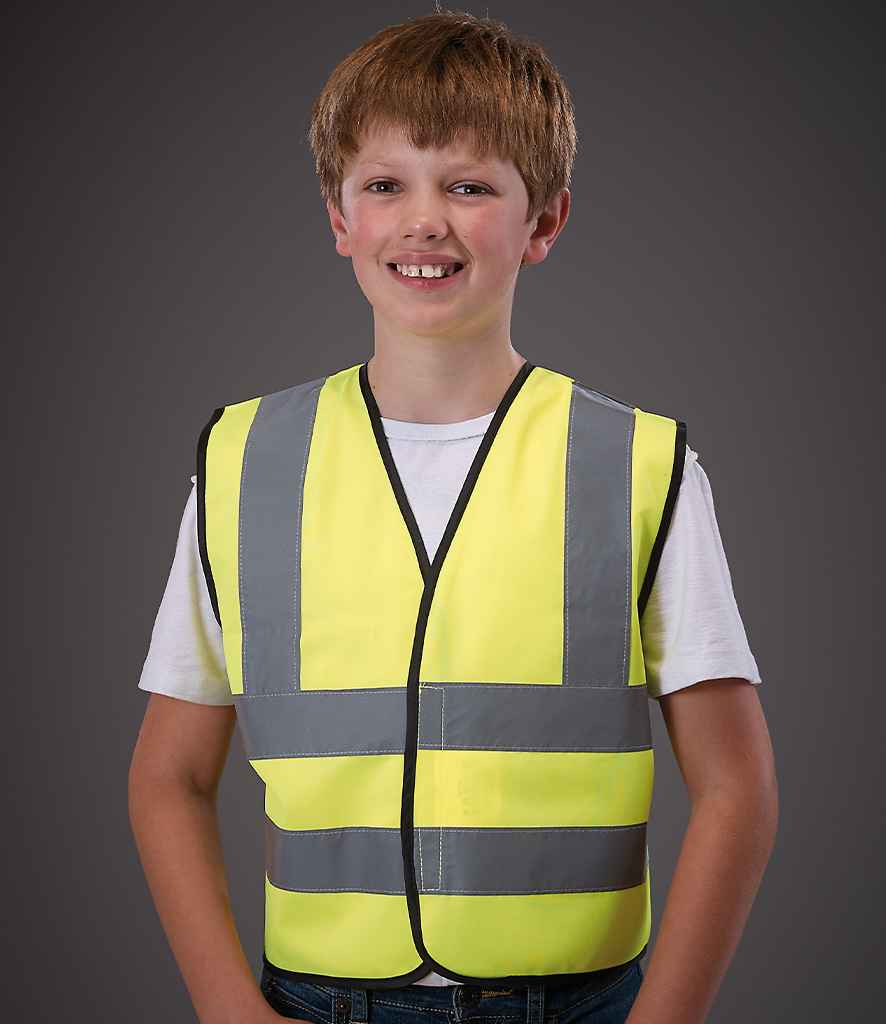 YK102B Yoko Kids Hi-Vis 2 Band and Braces Waistcoat 